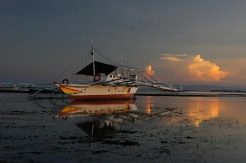 Candyfloss cloud and boat Stock Photos