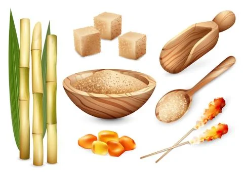 Cane Sugar Sweets Set Stock Illustration