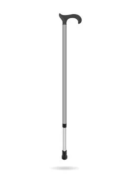 Cane telescopic with handle. Reliable support for  person when walking. Medicin Stock Illustration