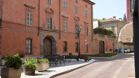 Canelli, view on ancient building of the town centre Stock Footage 79542971