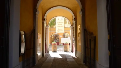 Canelli, view on a courtyard Stock Footage 79526904