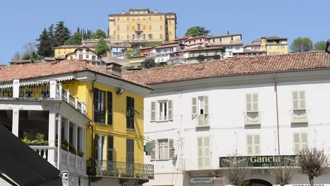 Canelli, view on the town from the main square, Italy Stock Footage 79469316