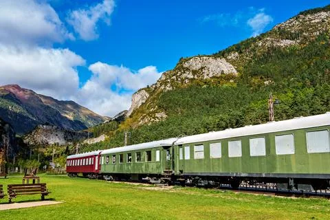 Canfranc, Spain - Oct 05, 2025: Old wagons in the old train station of Canf.. Stock Photos