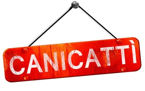 Canicatti, 3D rendering, a red hanging sign Stock Illustration