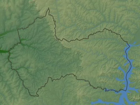 Canindeyu, Paraguay. Colored elevation map with lakes and rivers イラスト素材