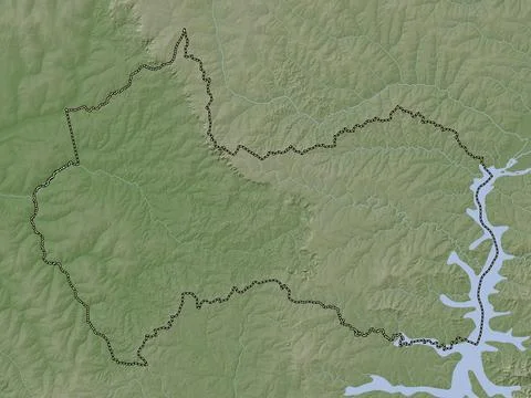 Canindeyu, Paraguay. Elevation map colored in wiki style with lakes and river イラスト素材