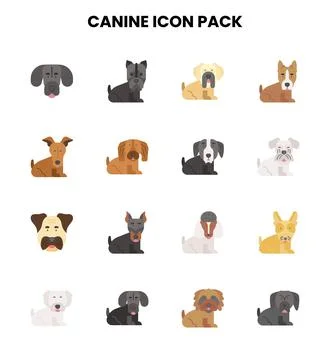 Canine Flat Scalable Icons Pack Stock Illustration