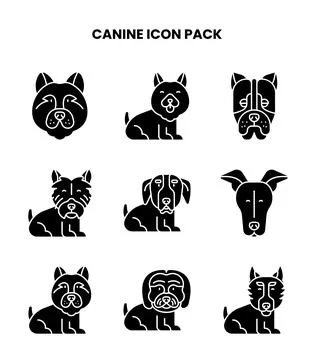 Canine Glyph Vector Icons Pack イラスト素材