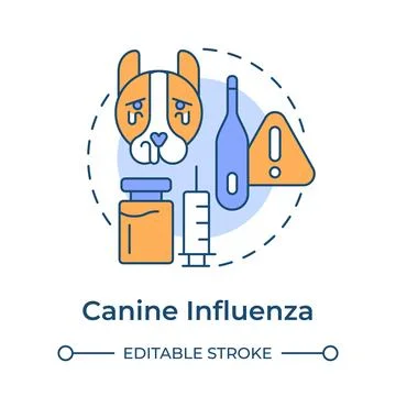 Canine influenza flat linear concept icon Stock Illustration
