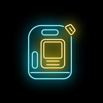 Canister container with liquid neon glowing icon Stock Illustration