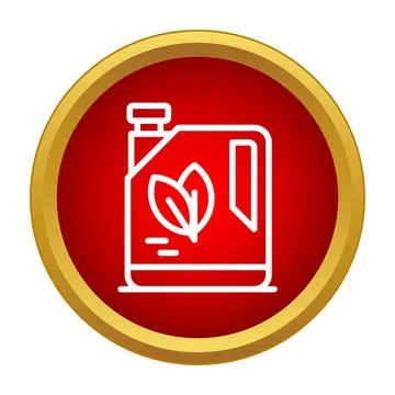 Canister with a leaf icon presenting bio oil or engine oil Stock Illustration