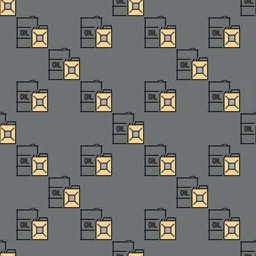 Canister with Oil barrel vector colored seamless pattern Stock Illustration