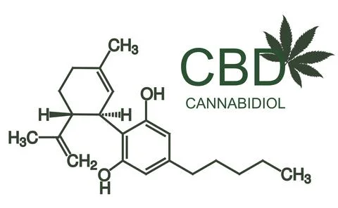 Cannabidiol cannabis molecule, CBD. Has an antipsychotic effect. Chemical for Stock Illustration