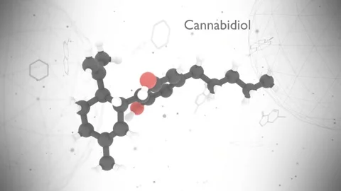 Cannabidiol or CBD molecular structural chemical model. Futuristic science Stock Footage 257174035