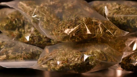 Cannabis bags rotating Stock Footage 100020468