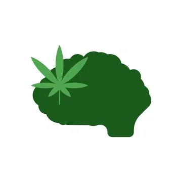 Cannabis brain vector icon on white background Stock Illustration