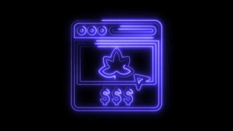 Cannabis business website interface glowing neon style for online investment Stock Footage 322972522