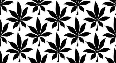Cannabis cartoon illustration. Hemp pattern seamless vector illustration Stock Illustration