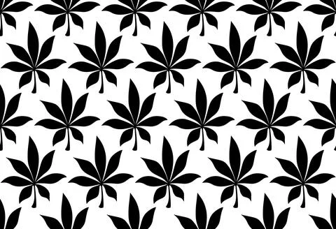 Cannabis cartoon illustration. Hemp pattern seamless vector illustration Stock Illustration