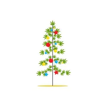 Cannabis Christmas tree with decorations. Stock Illustration