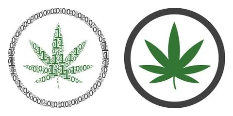 Cannabis Collage of Binary Digits Stock Illustration