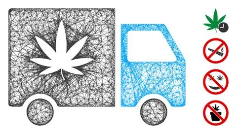 Cannabis Delivery Van Web Vector Mesh Illustration Stock Illustration