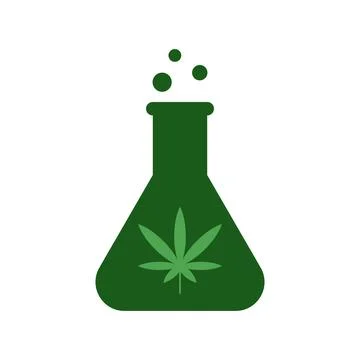 Cannabis flask vector icon on white background Stock Illustration