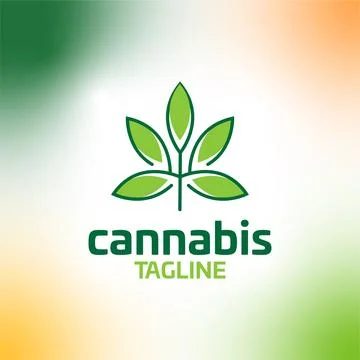 Cannabis hemp weed pot vector editable logo Stock Illustration