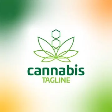 Cannabis hemp weed pot vector editable logo Stock Illustration
