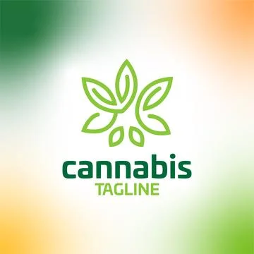 Cannabis hemp weed pot vector editable logo Stock Illustration