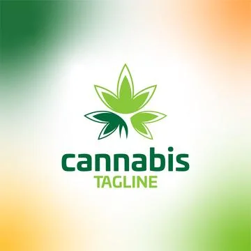 Cannabis hemp weed pot vector editable logo Stock Illustration