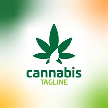 Cannabis hemp weed pot vector editable logo Stock Illustration