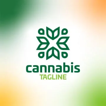 Cannabis hemp weed pot vector editable logo Stock Illustration