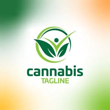 Cannabis hemp weed pot vector editable logo Stock Illustration