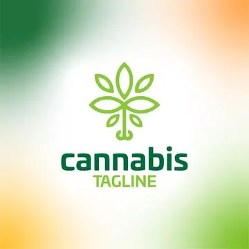 Cannabis hemp weed pot vector editable logo Stock Illustration
