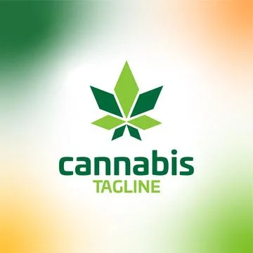 Cannabis hemp weed pot vector editable logo Stock Illustration