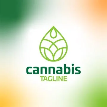 Cannabis hemp weed pot vector editable logo Stock Illustration