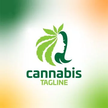 Cannabis hemp weed pot vector editable logo Stock Illustration