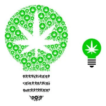 Cannabis Innovation Bulb Composition of Self Icons Stock Illustration