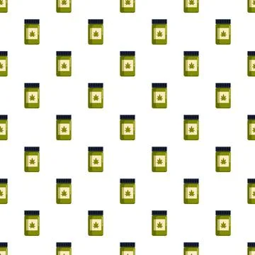 Cannabis jars repeating seamless pattern for medicinal use Stock Illustration