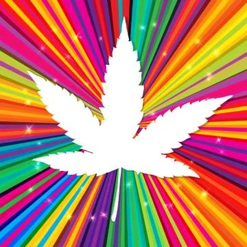 Cannabis leaf on abstract psychedelic background, vector, eps10 스톡 일러스트