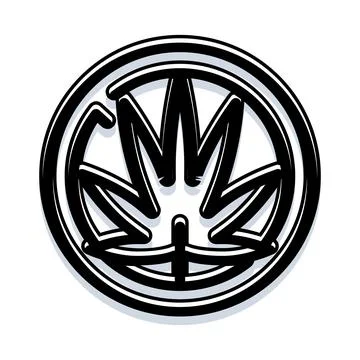 Cannabis leaf black and white outlined symbol Stock Illustration