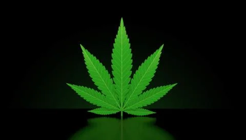 Cannabis leaf on black background Stock Illustration