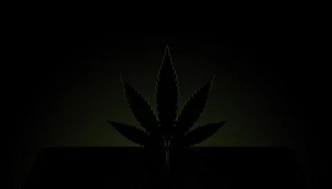 Cannabis leaf on black background Stock Illustration