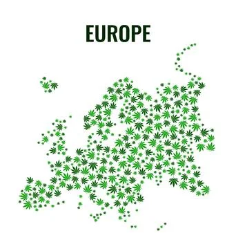 Cannabis leaf Europe map Stock Illustration