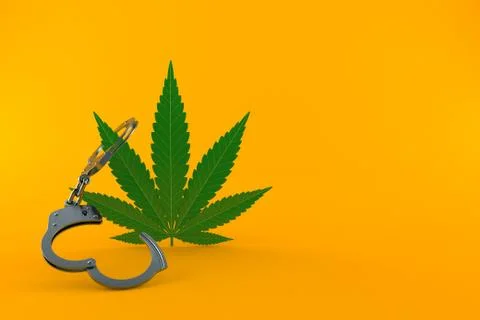 Cannabis leaf with handcuffs Stock Illustration