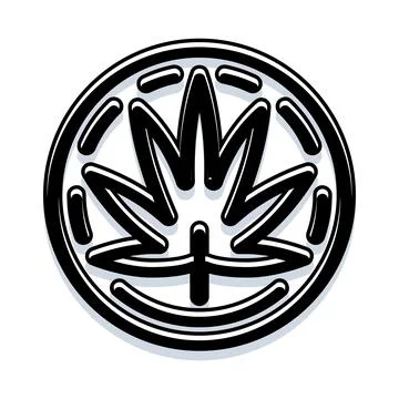 Cannabis leaf icon in circular emblem design イラスト素材