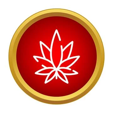 Cannabis leaf icon on red button Stock Illustration