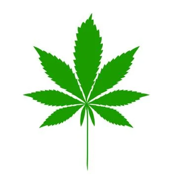 Cannabis leaf illustration. Vector. Dark green icon on white background. Stock Illustration