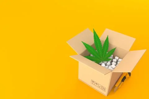 Cannabis leaf inside package Stock Illustration